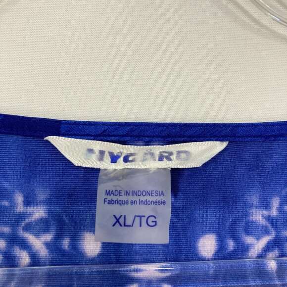 Nygard Top size XL Blue Abstract Boho Embellished Stretch 3/4 Sleeve Casual - Picture 2 of 10